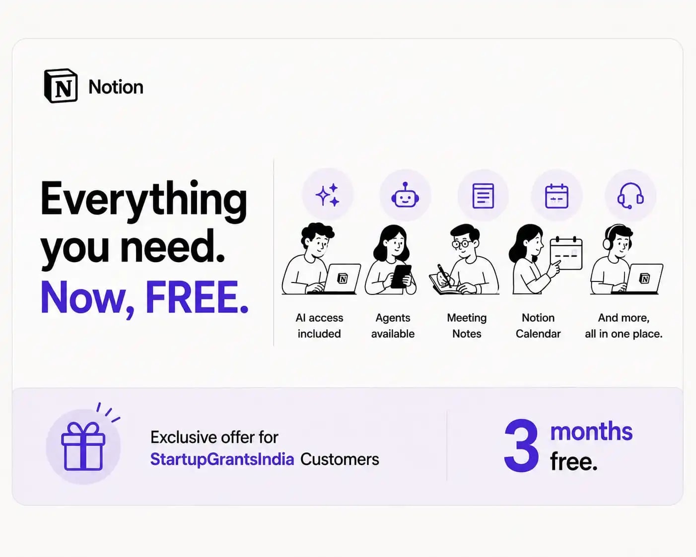 Notion — everything you need for startups. Now free. 3 months of Notion free.
